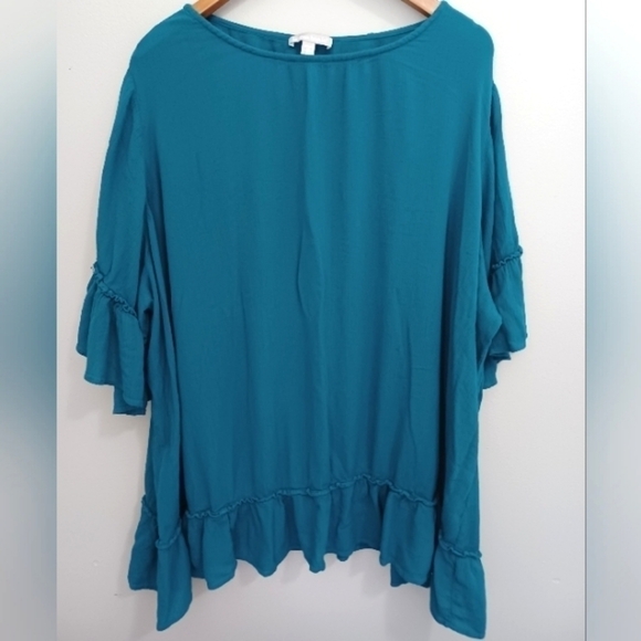 Woman Within Ruffle Hem Bell Sleeve Tunic - Picture 1 of 5